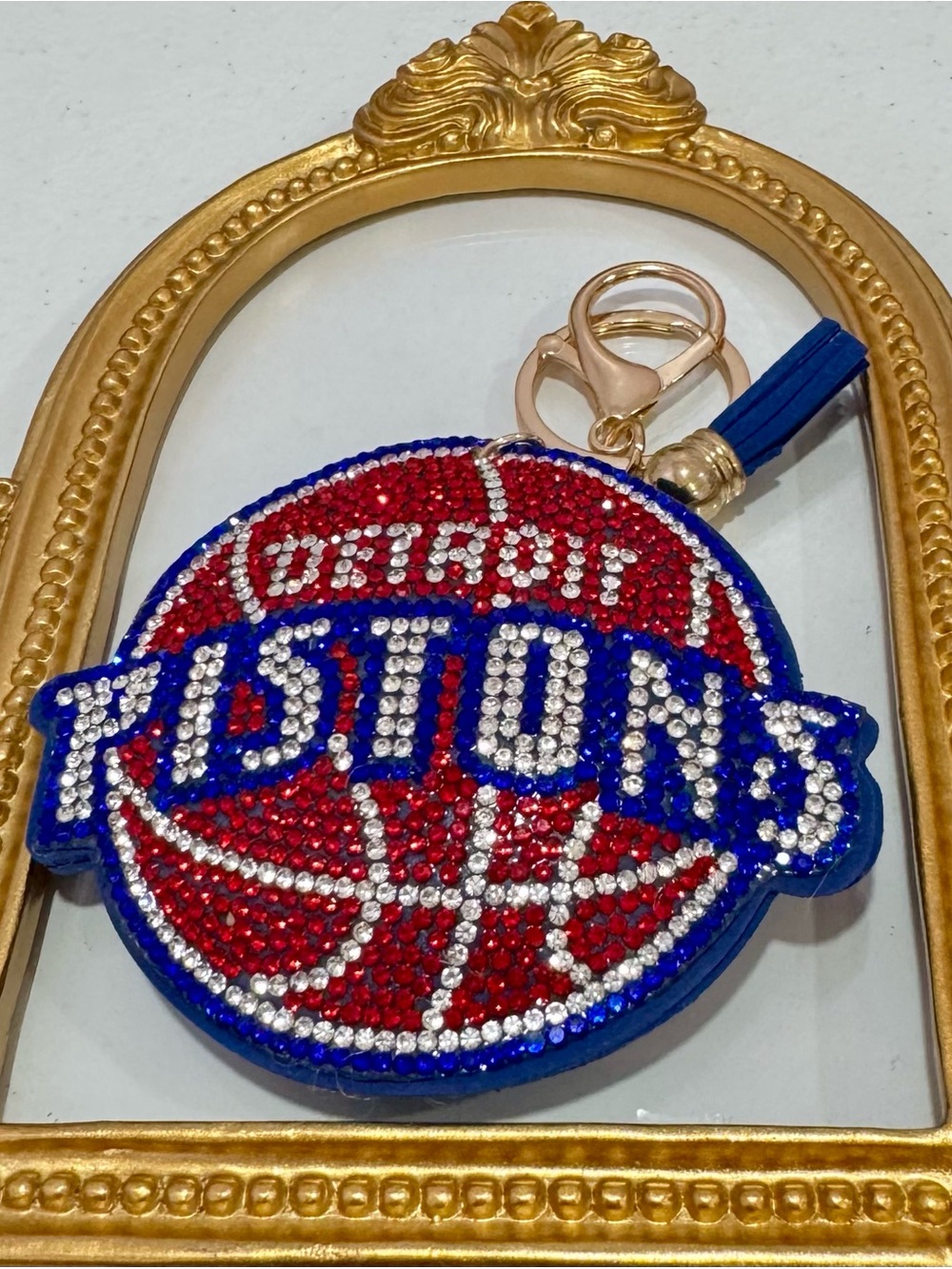 New Detroit Pistons Crystal Basketball Keychain Bag Charm